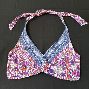 Athleta Halter Bikini Top 32 D/DD Floral Print‎ Swimsuit Beach Vacation